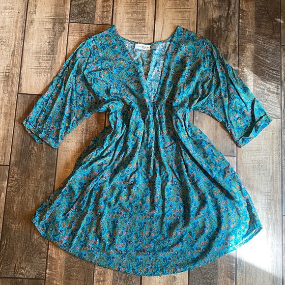 NATURAL LIFE Dresses & Skirts - Natural Life Floral Blue Tunic Dress
